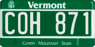 VT license plate COH871