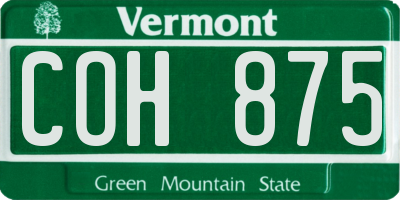 VT license plate COH875