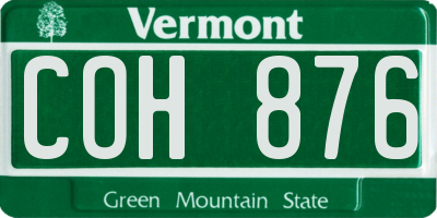 VT license plate COH876