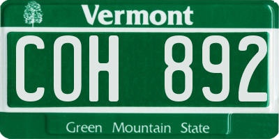 VT license plate COH892