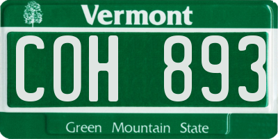 VT license plate COH893