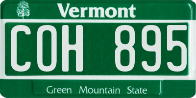 VT license plate COH895