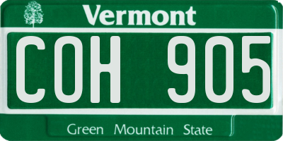 VT license plate COH905