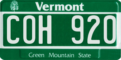 VT license plate COH920