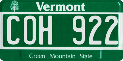 VT license plate COH922
