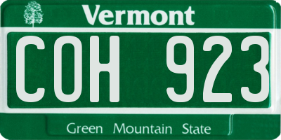VT license plate COH923