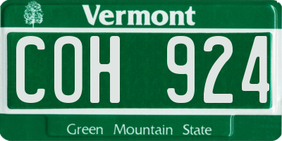 VT license plate COH924