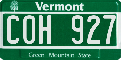 VT license plate COH927