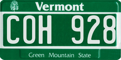 VT license plate COH928