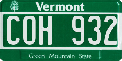 VT license plate COH932