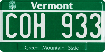 VT license plate COH933