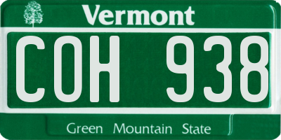 VT license plate COH938