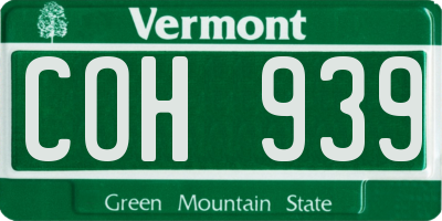 VT license plate COH939