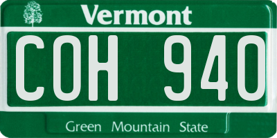 VT license plate COH940