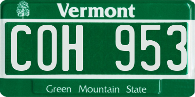 VT license plate COH953