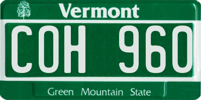 VT license plate COH960