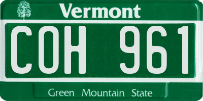 VT license plate COH961
