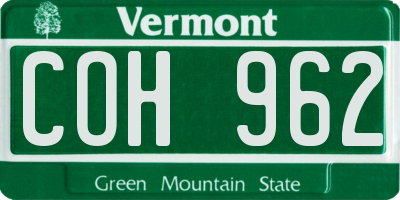 VT license plate COH962