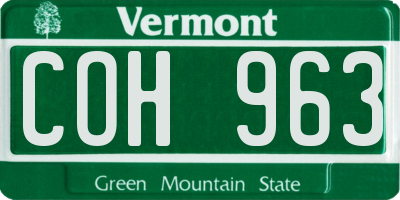 VT license plate COH963