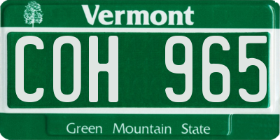 VT license plate COH965