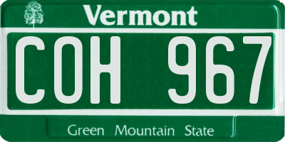 VT license plate COH967