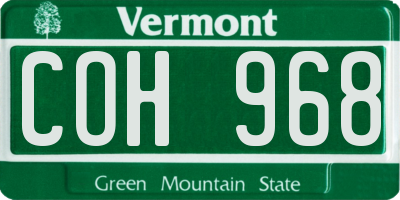 VT license plate COH968