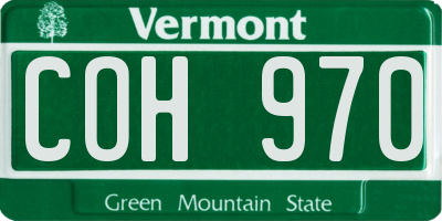 VT license plate COH970