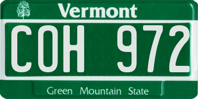 VT license plate COH972