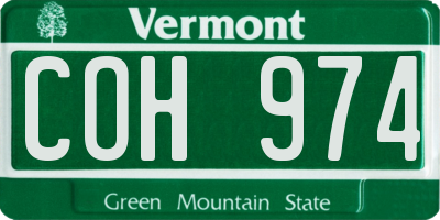 VT license plate COH974