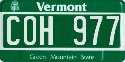 VT license plate COH977