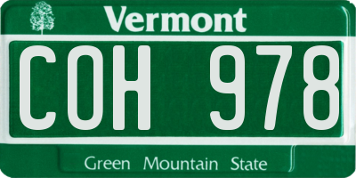 VT license plate COH978
