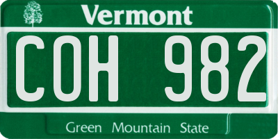 VT license plate COH982