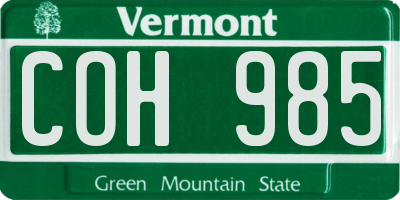 VT license plate COH985