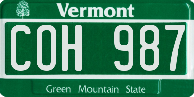 VT license plate COH987