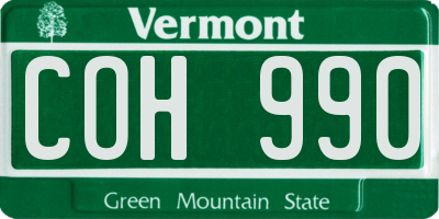 VT license plate COH990