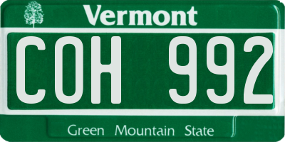VT license plate COH992