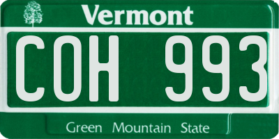 VT license plate COH993
