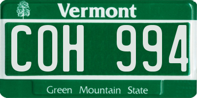 VT license plate COH994