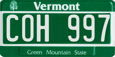 VT license plate COH997