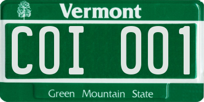 VT license plate COI001
