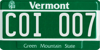 VT license plate COI007