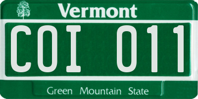 VT license plate COI011