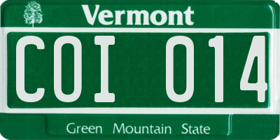 VT license plate COI014