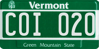 VT license plate COI020