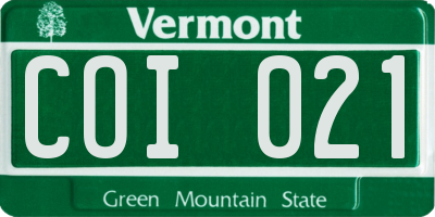 VT license plate COI021