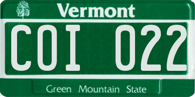 VT license plate COI022