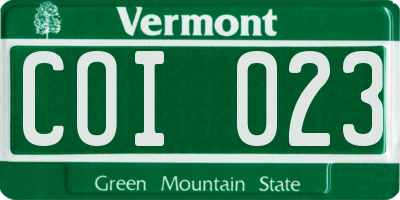 VT license plate COI023