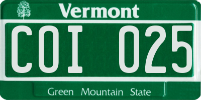VT license plate COI025