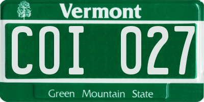 VT license plate COI027