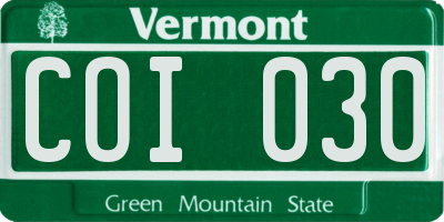 VT license plate COI030